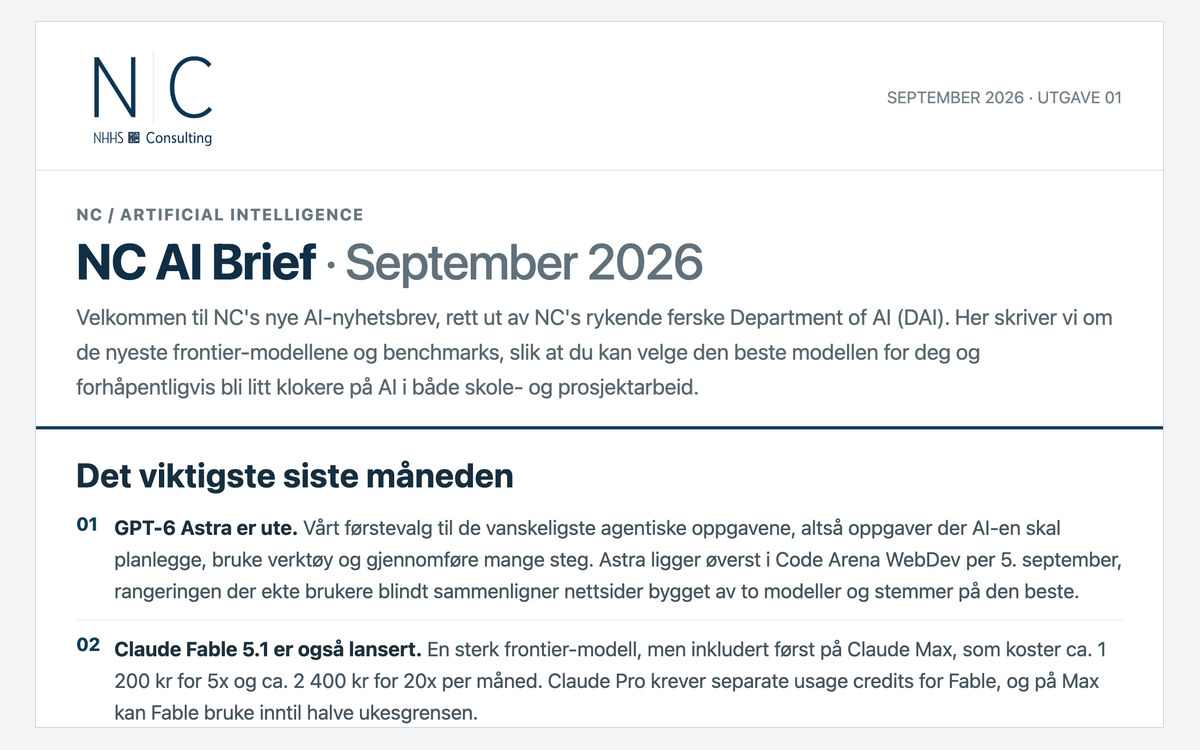 The published September 2026 issue of NC AI Brief