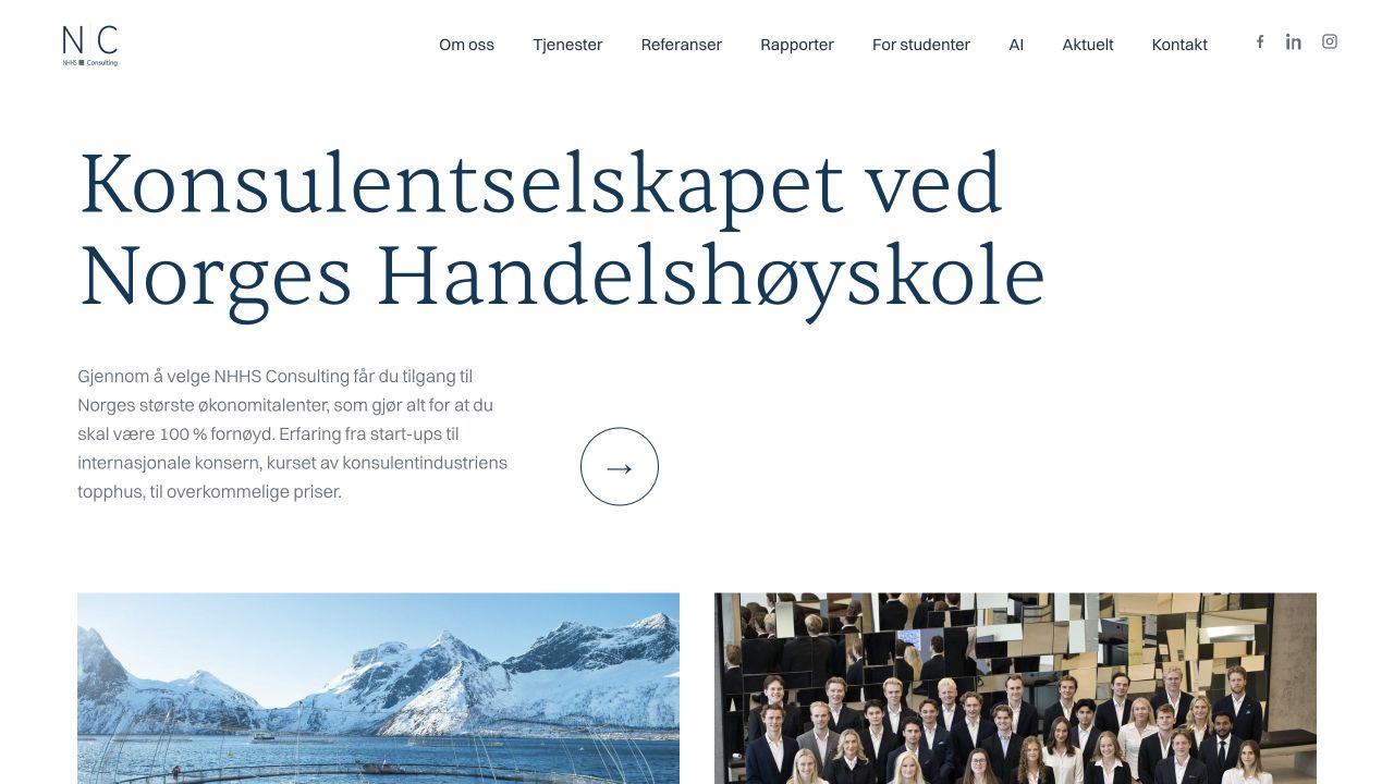 The public NHHS Consulting homepage